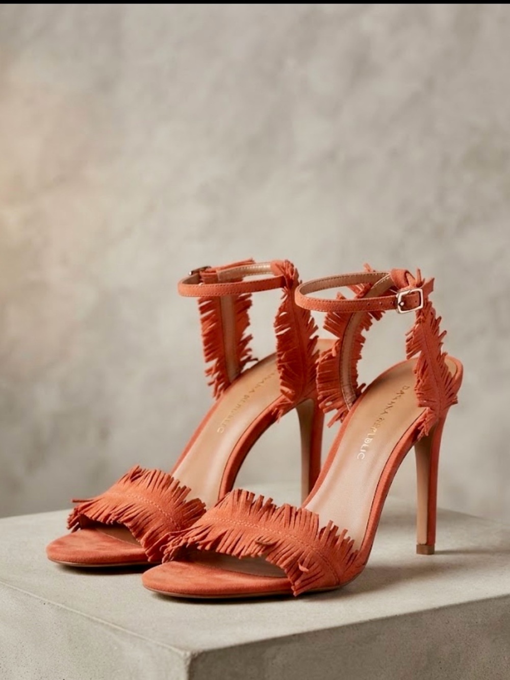 Banana Republic Coral Fringe Ankle-Strap Heels